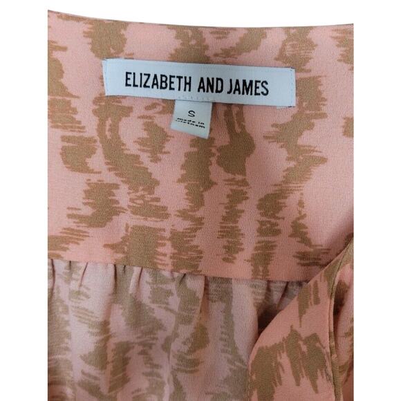 Elizabeth And James Womens Blouse Small Pink Tan Animal Button Up Top Shirt - Picture 3 of 5
